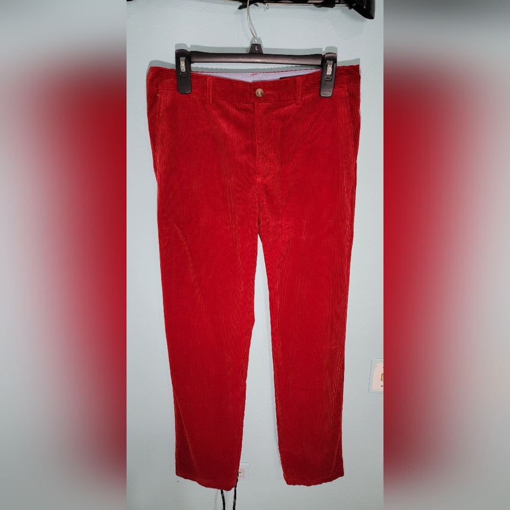 Ralph Lauren Park Avenue Red Slim-Fit Stretch Corduroy Pants - Boys Red [20]